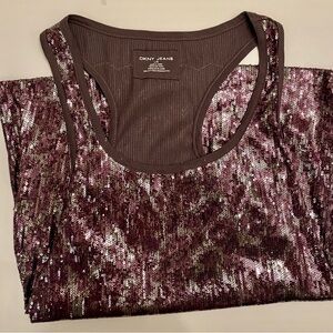 DKNY Sparkling Top with Purple and Silver Sequins